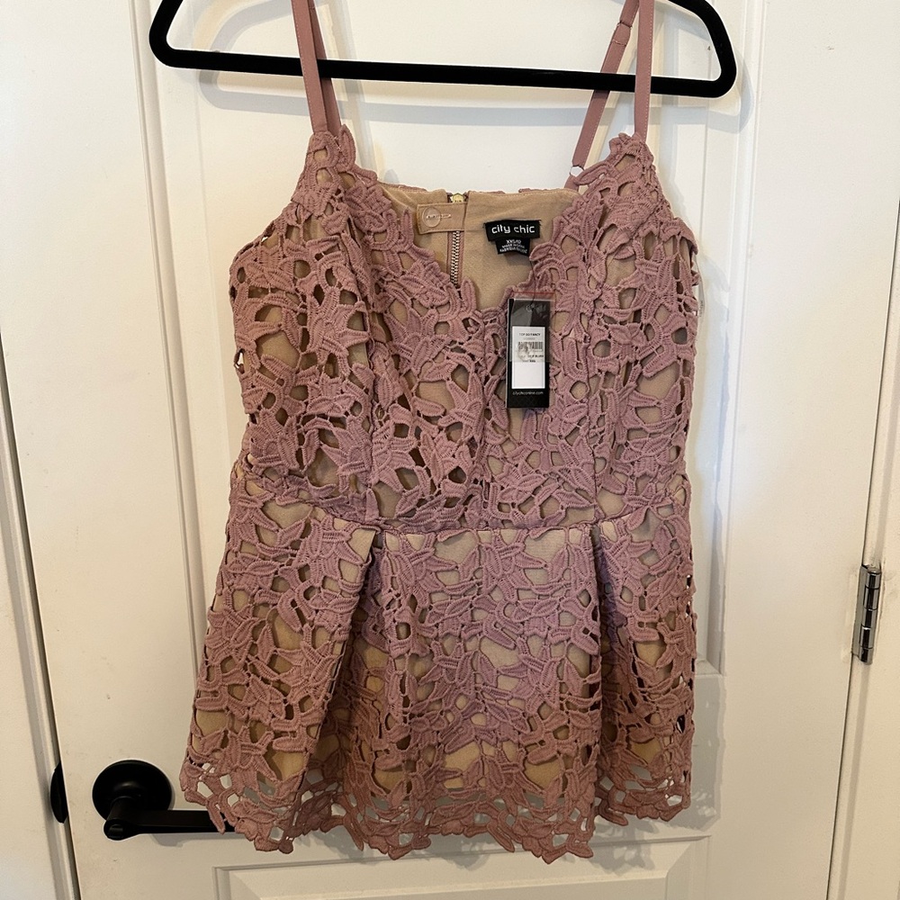 City Chic Pink Lace Top